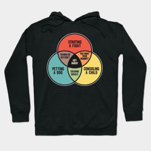Funny Venn Diagram - Starting A Fight, Petting A Dog, and Consoling a Child Hoodie